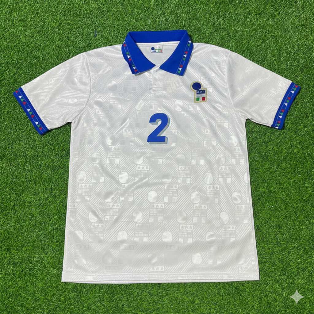 Italy World Cup 1994 Mauro Tasotti White Retro Football Jersey Kit
