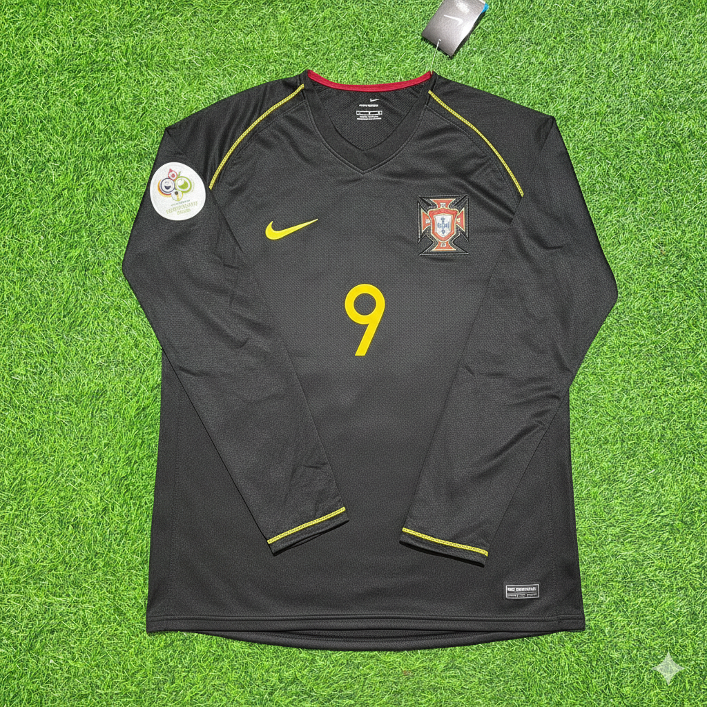 Portugal World Cup 2006 Pauleta Long Sleeve Black Retro Football Jersey