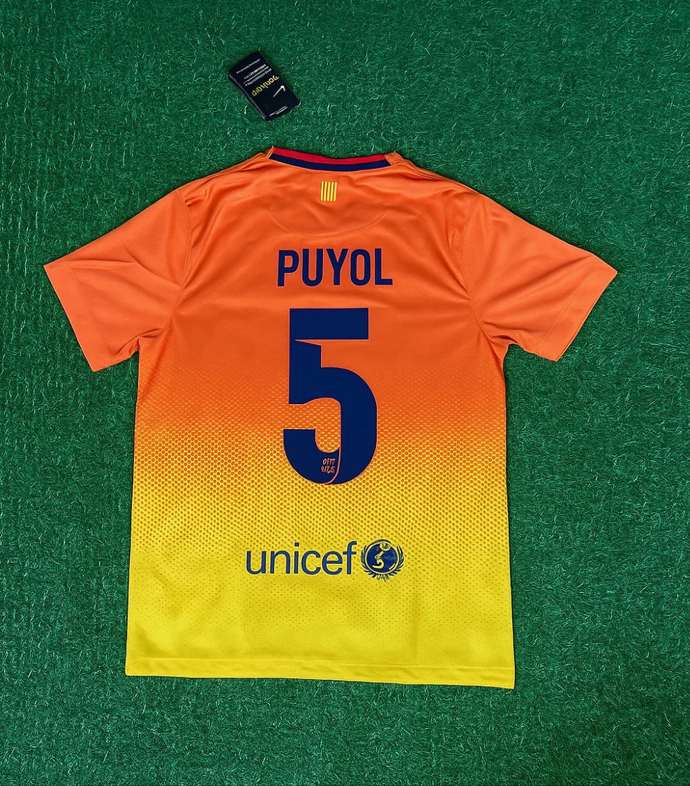 【値段交渉可】FC Barcelona Puyol 5 DRI-FIT Carles Puyol 5 Barcelona 20122013 Orange Retro Soccer Soccer Kit