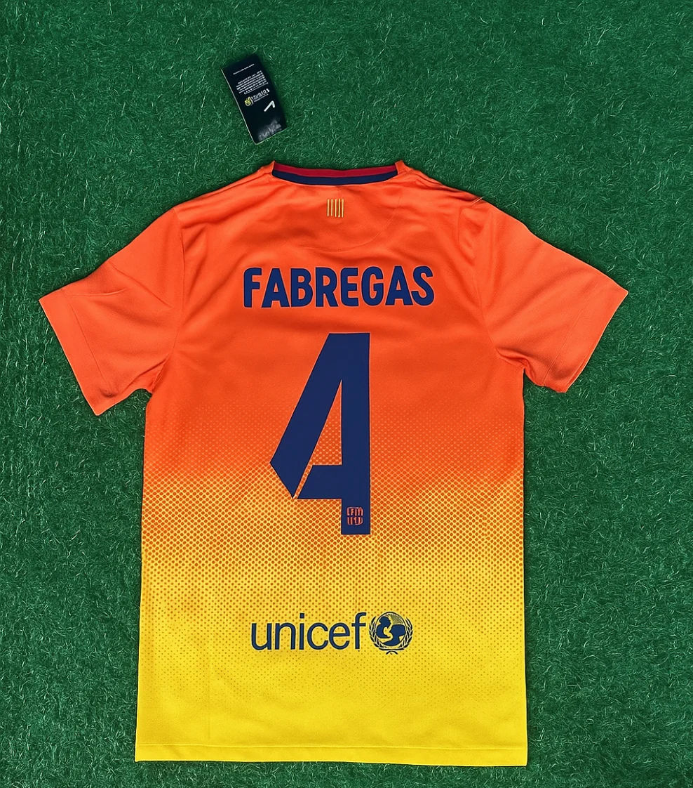 Cesc Fabregas 4 Barcelona 20122013 Orange Retro Soccer Soccer Kit