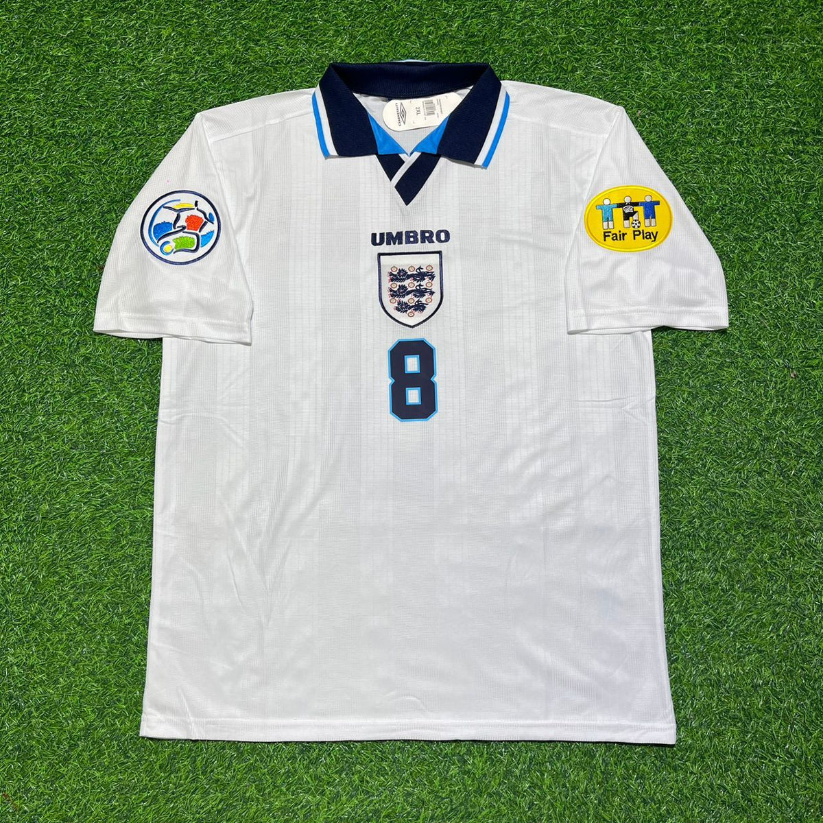 Paul Gascoigne 1996 White Retro Long Sleeve Football Jersey