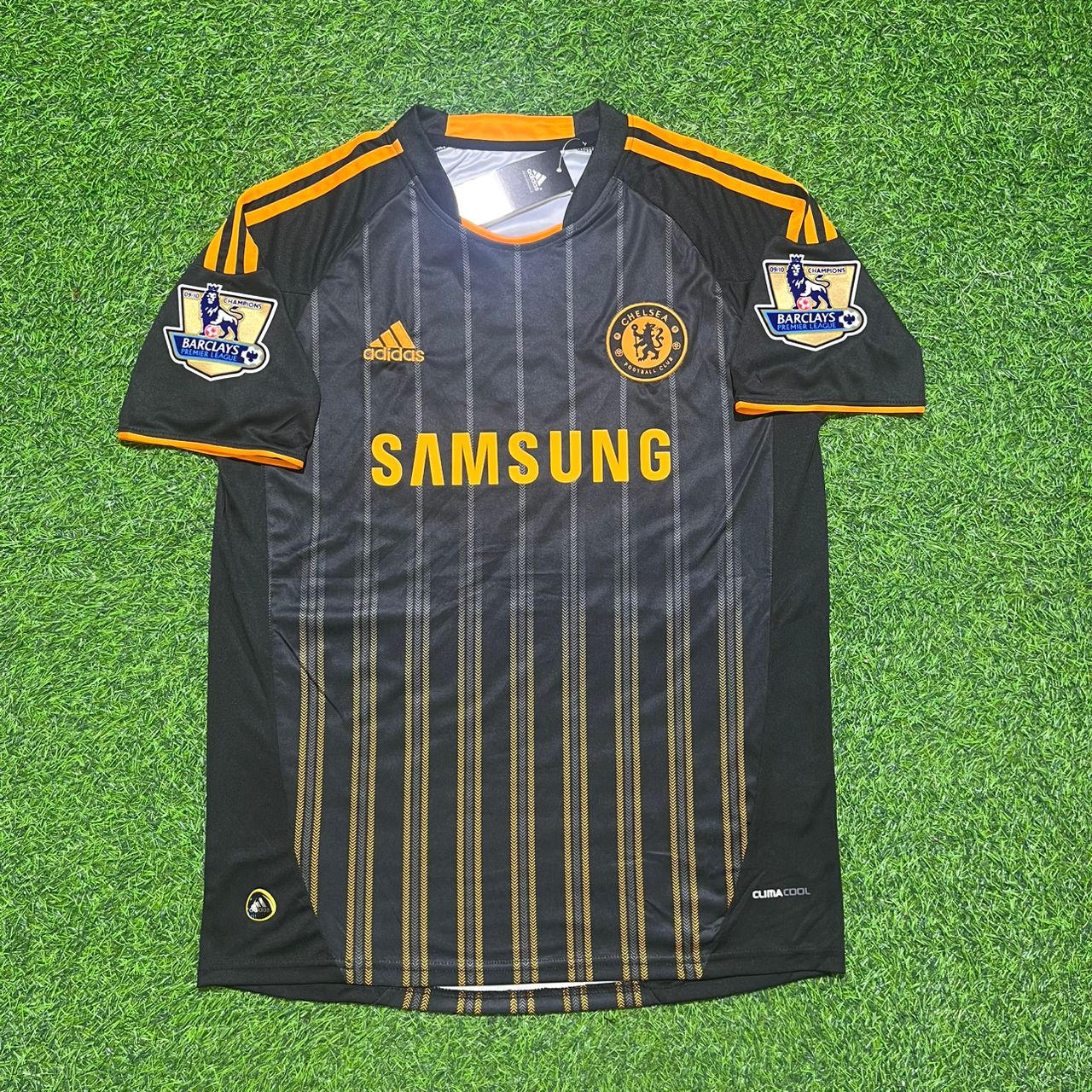 Michael Essien #5 Chelsea 2010 2011 Away Retro Black Orange Football Jersey Kit