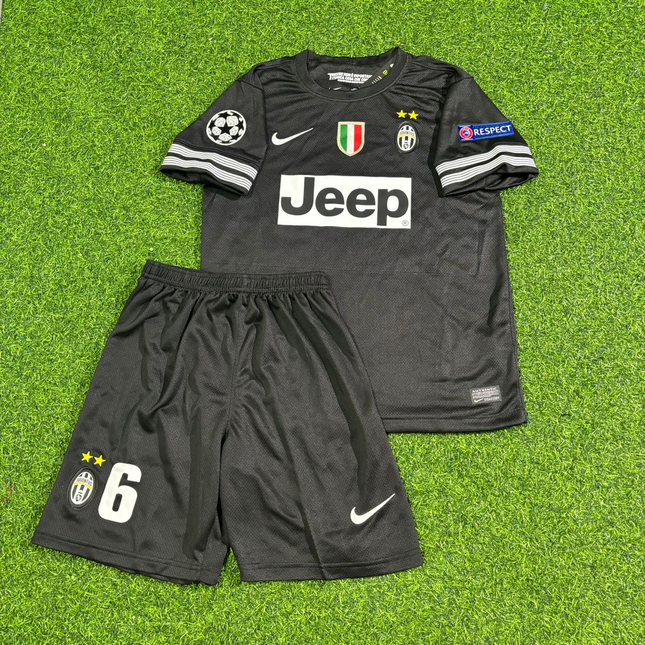 Paul Pogba Juventus 2012 2013 Kids Black Retro Football Jersey Kit