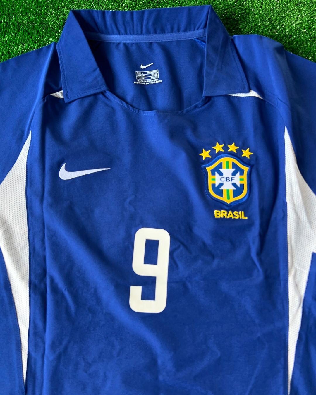 Nazario Phenomenon Ronaldo Brazil 2002 World Cup Blue Retro Short-Sleeve Jersey Soccer Kit