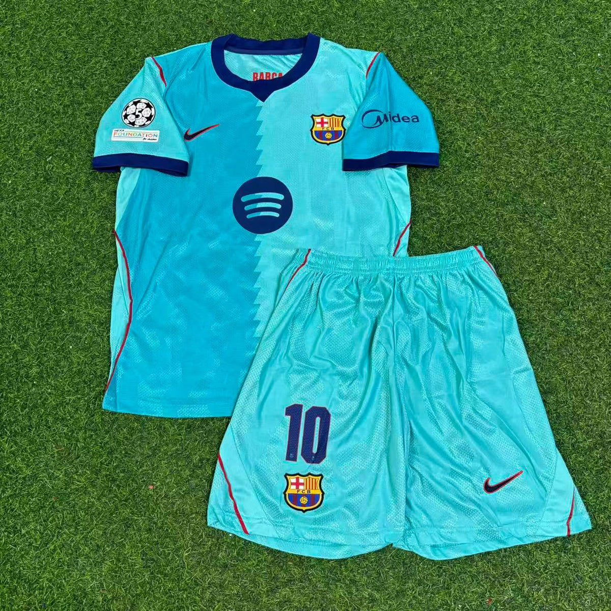 Lamine Yamal #10 Barcelona 2026-2027 Third Kids Champions League Patch Football Jersey
