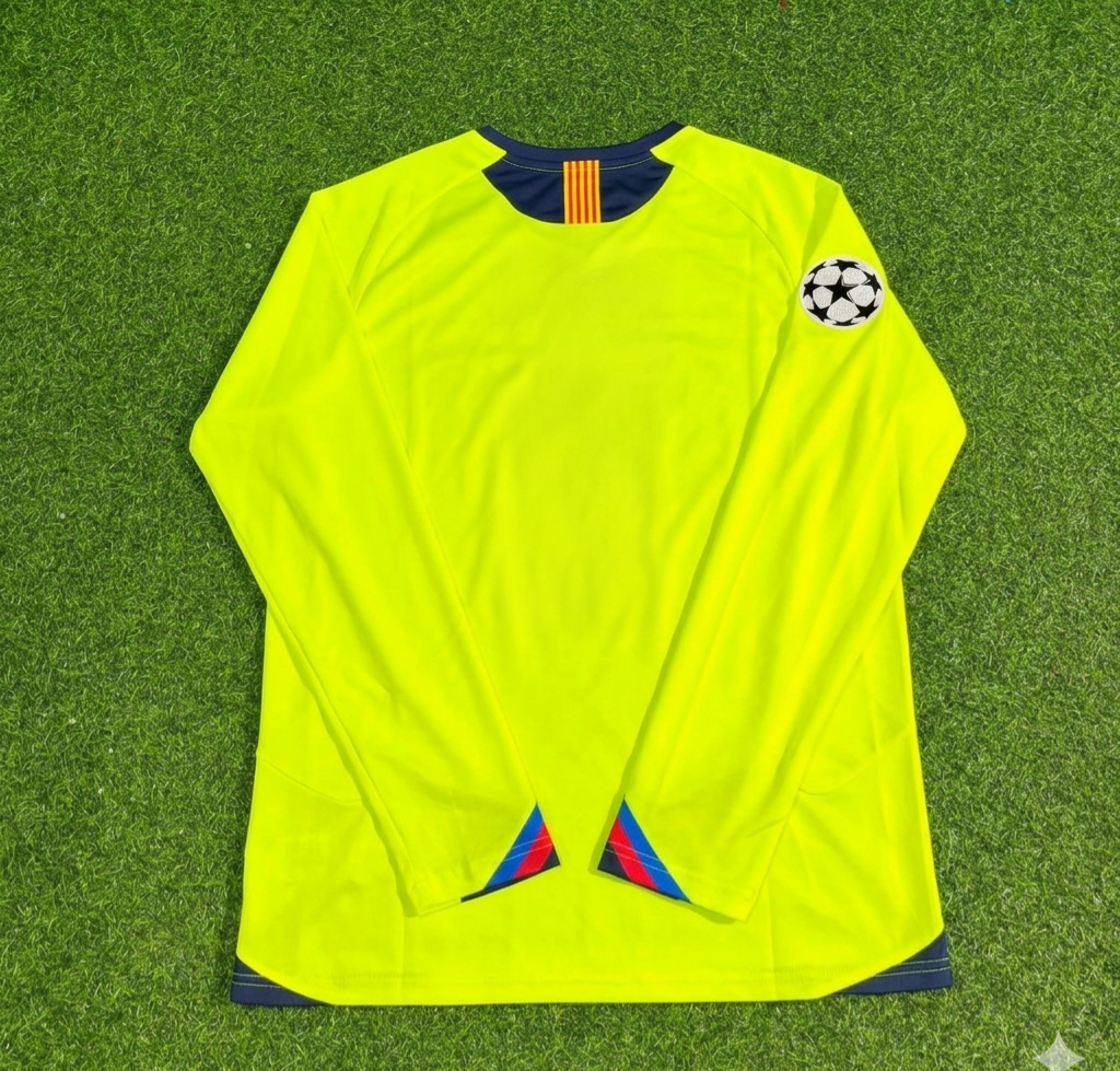 Barcelona 2005-2006 Yellow Green Retro Long Sleeve Football Jersey Kit