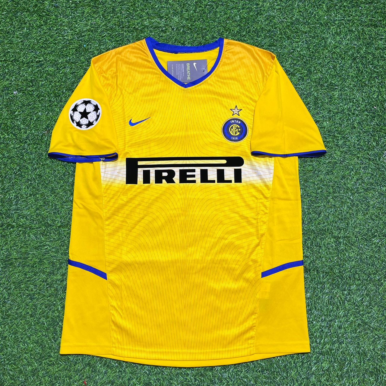 Obafemi Martins Inter Milan 2002-2003 Yellow Retro Football Jersey Kit