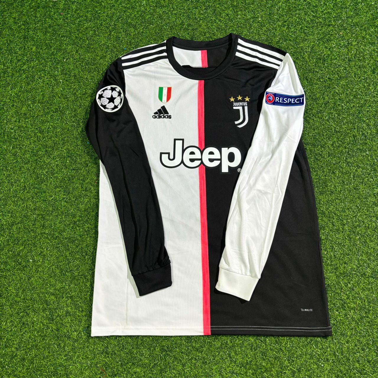 Adrien Rabiot #25 Juventus Long Sleeve 2019-2020 Retro White Black Football Jersey Kit