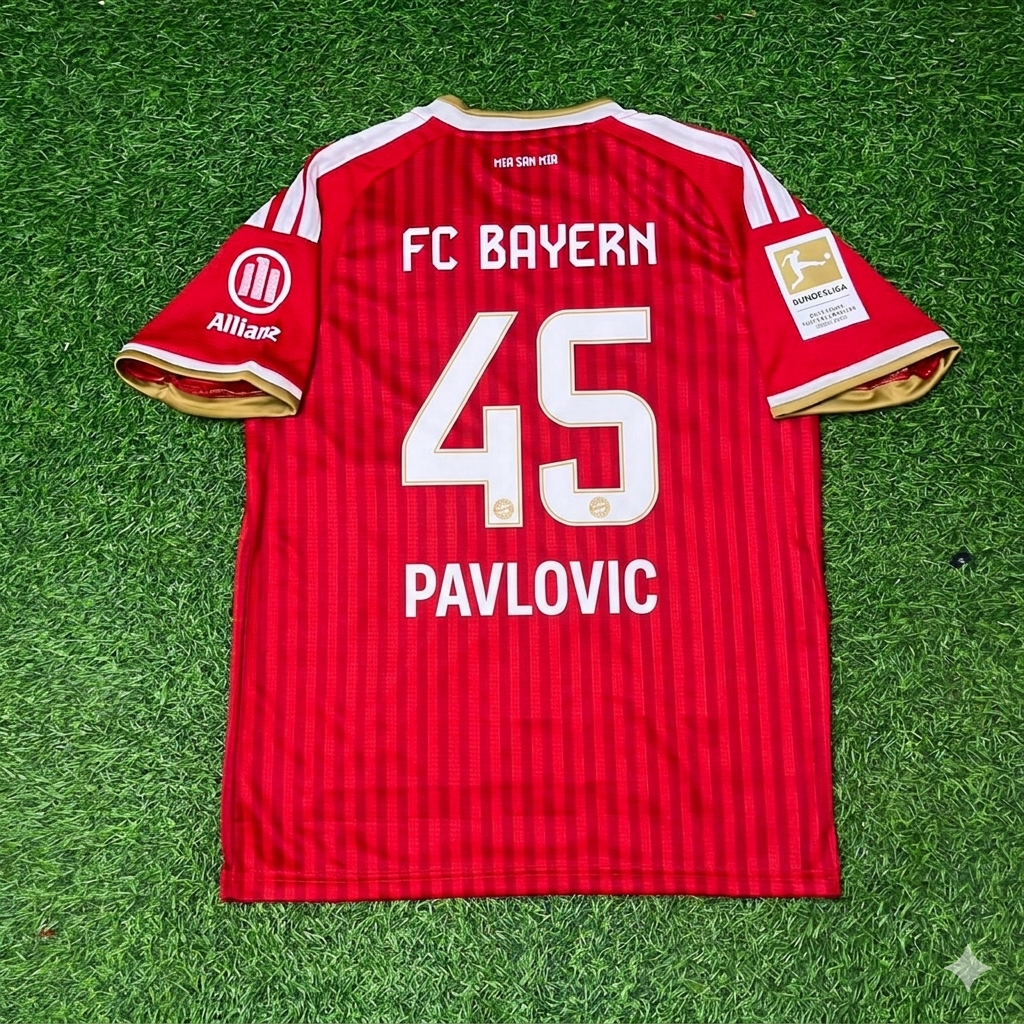 Aleksandar Pavlović #45 Bayern Munich 2027 Bundesliga Championship Patch Football Jersey Kit