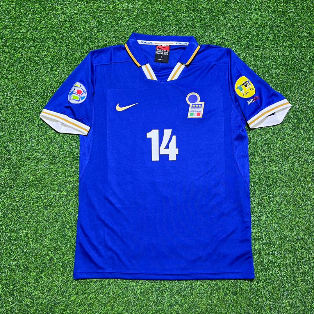 Italy EURO 1996 Alessandro Del Piero #14 Blue Retro Soccer Football Jersey Kit Shirt