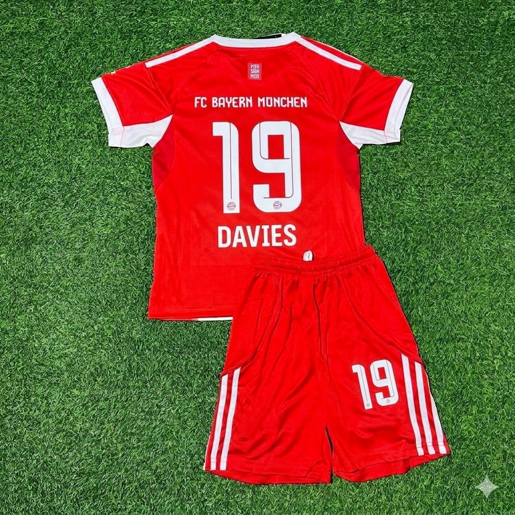 Alphonso Davies #19 Bayern Munich 2025/26 Home Kids Football Jersey Kit