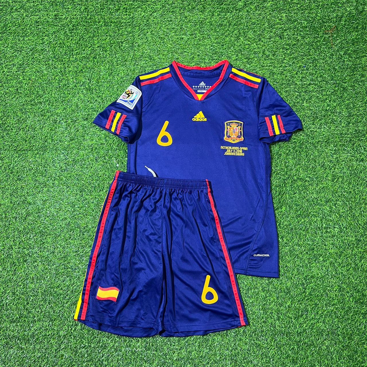 Spain World Cup 2010 Andrés Iniesta 6 Final Retro Kids Football Jersey