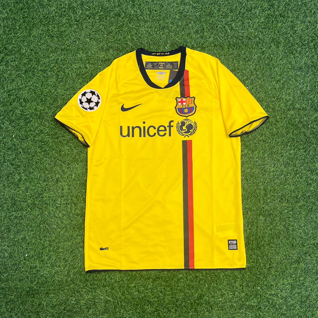 Andres Iniesta 2008/09 Barcelona Yellow Retro Football Jersey
