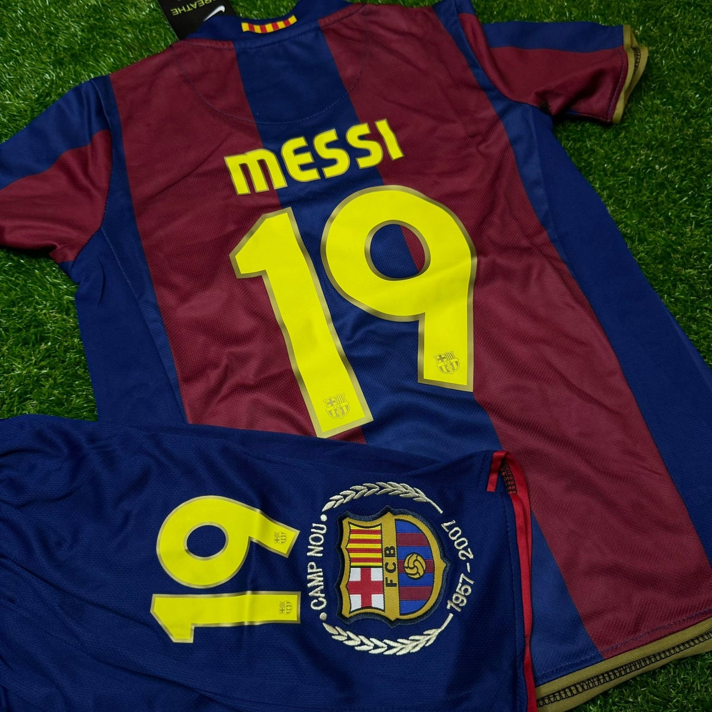 Lionel Messi Barcelona 07/08 Home Kids Kit – Kit Jersey for Children – | KinderTrikot | Maillot Enfant