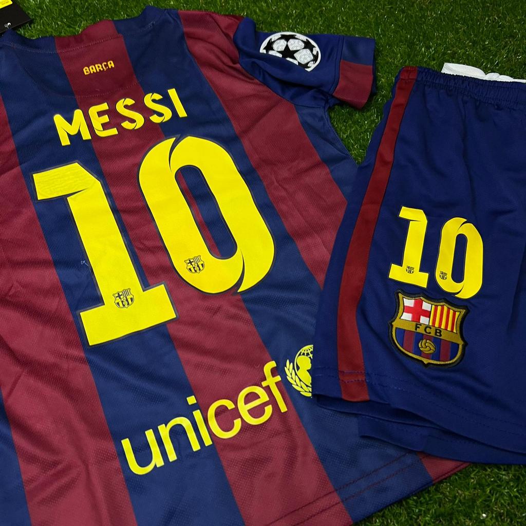Lionel Messi Barcelona 14/15 Home Kids Kit – Kit Jersey for Children – | KinderTrikot | Maillot Enfant