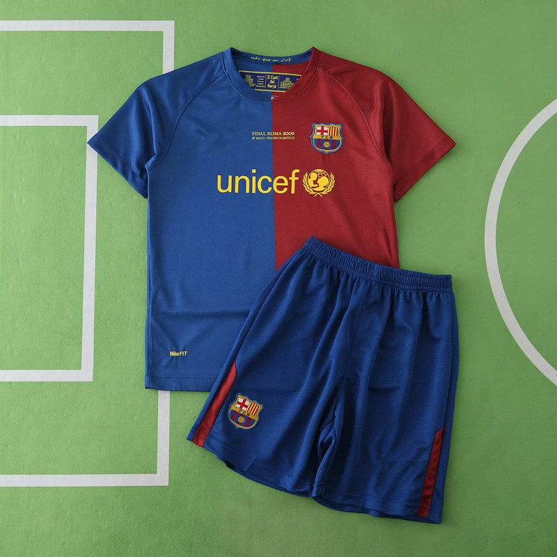 Barcelona 2009 Final Retro Kids Football Jersey Kit