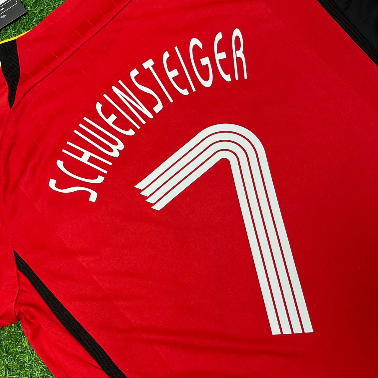 Germany World Cup 2006 Bastian Schweinsteiger Away Red Black Retro Football Jersey
