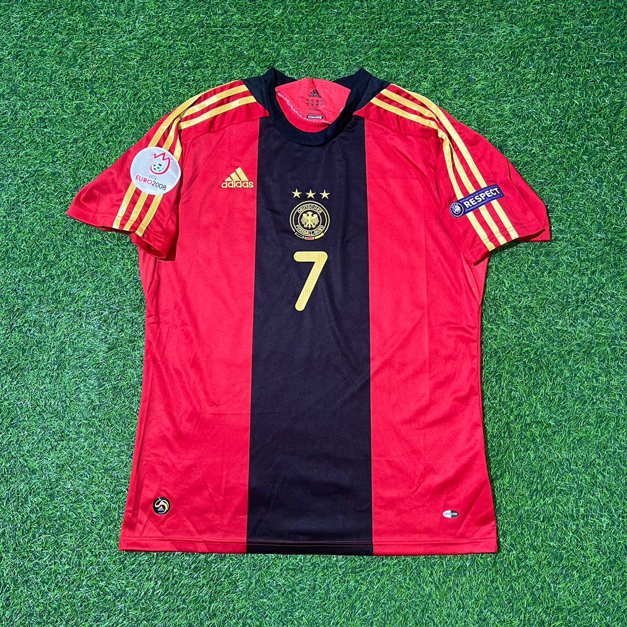 Germany EURO 2008 Bastian Schweinsteiger Away Red Retro Football Jersey Kit