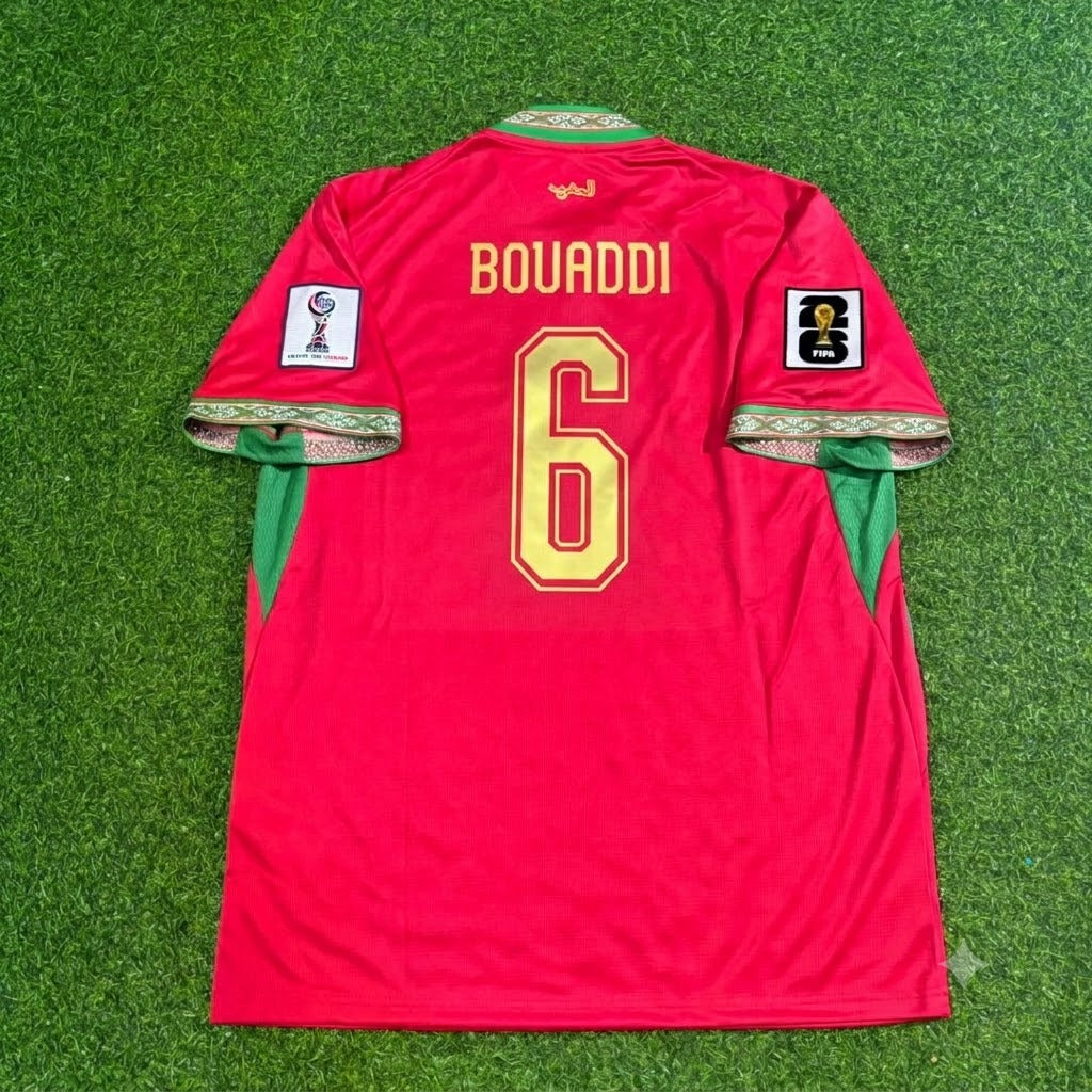 Ayyoub Bouaddi Morocco 2026 World Cup Home Red Football Jersey