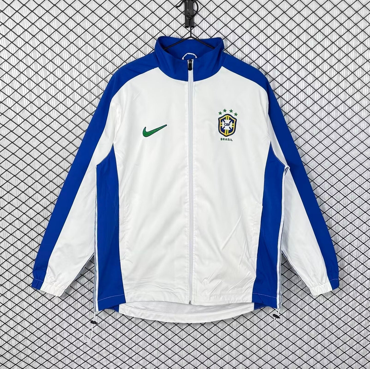Brazil 1998 White Retro Windbreaker Jacket Jersey