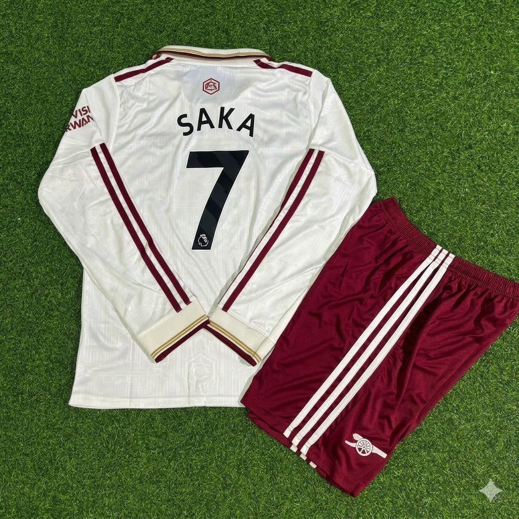 Bukayo Saka #7 Arsenal Kids Long Sleeve 2026 Football Jersey Kit Soccer