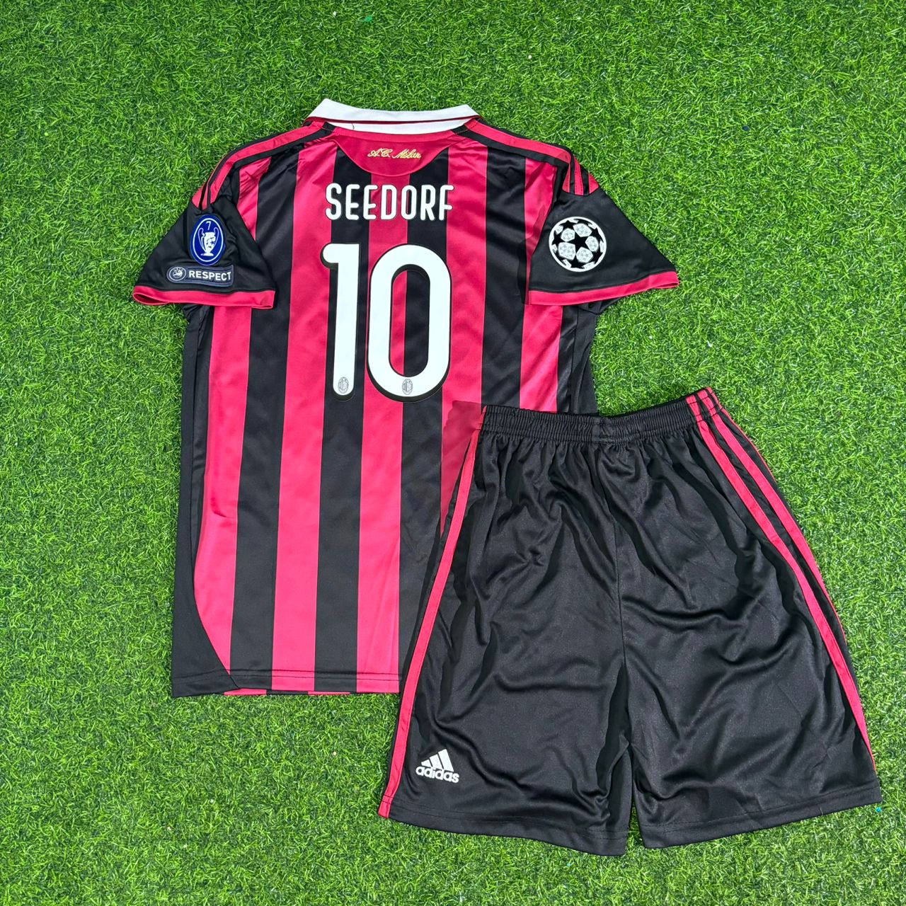 Clarence Seedorf AC Milan 2008-2009 Kids Home Retro Football Jersey Kit