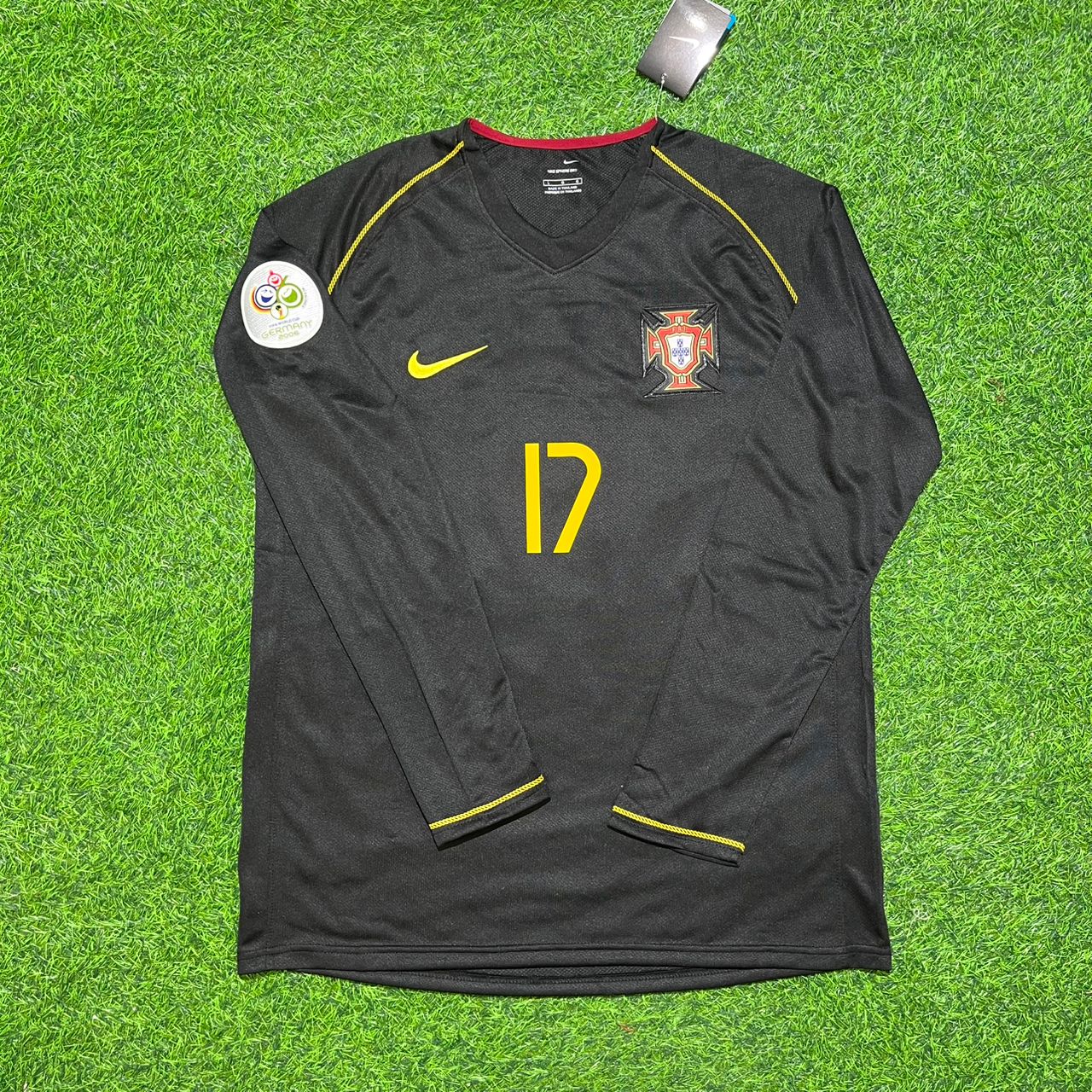 Portugal World Cup 2006 Cristiano Ronaldo CR7 Long Sleeve Black Retro Football Jersey