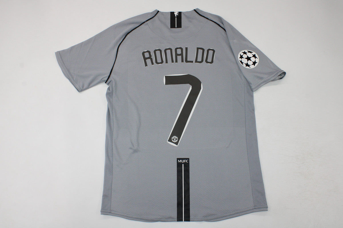 Cristiano Ronaldo Manchester United 2007 2008 Grey Retro Football Jersey Kit