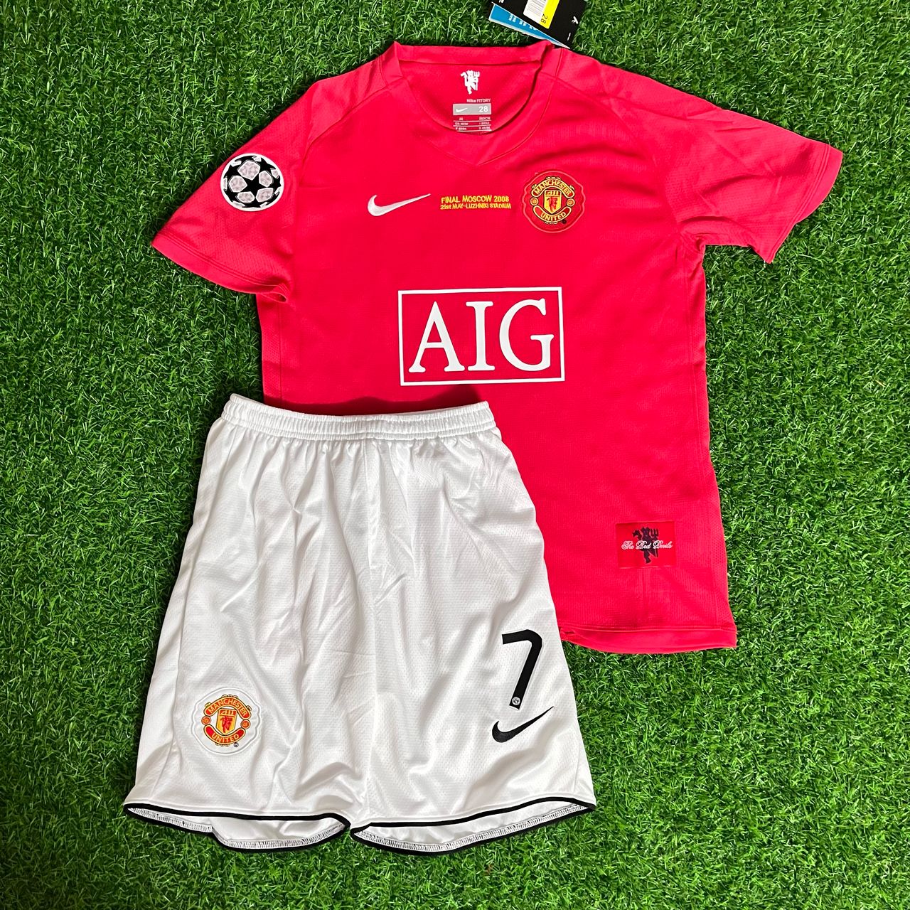 Cristiano Ronaldo Manchester United 2008 Final Kids Children Home Football Jersey Kit