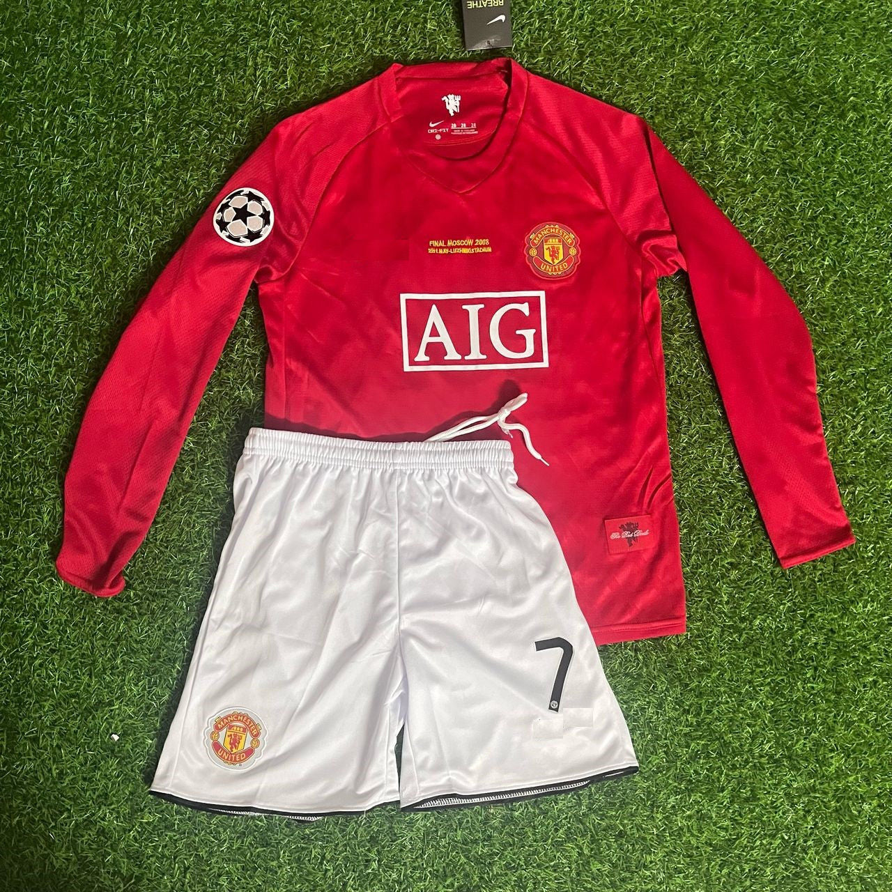 Cristiano Ronaldo 7 - Manchester United 2008 Final Red Long Sleeve Kit Jersey Trikot Maillot KinderTrikot
