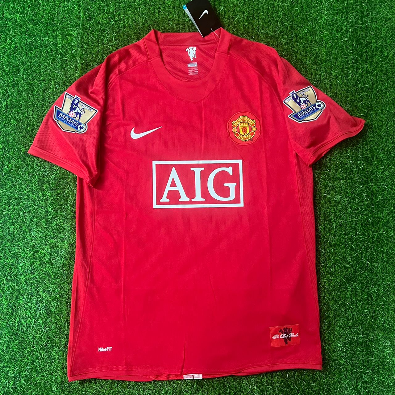 Mikaël Silvestre Manchester United 2007 2008 EPL Retro Red Football Jersey