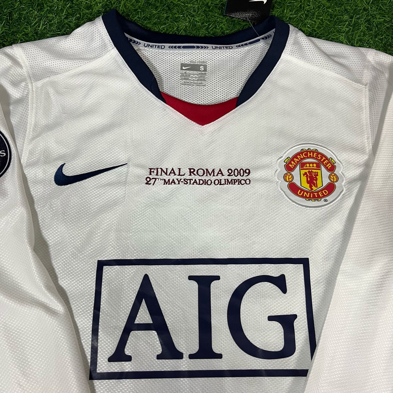 Luis Nani 17 Manchester United 2009 Champions Leage Final Rome Retro Long Sleeve Football Jersey