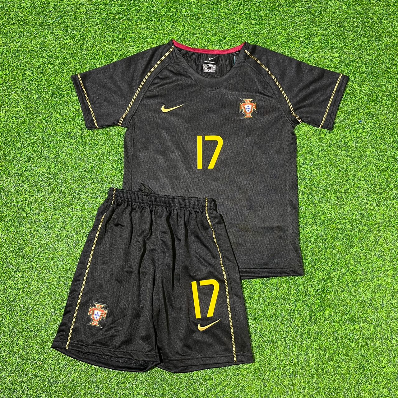 Portugal World Cup 2006 Cristiano Ronaldo Black Retro Kids Football Jersey Kit
