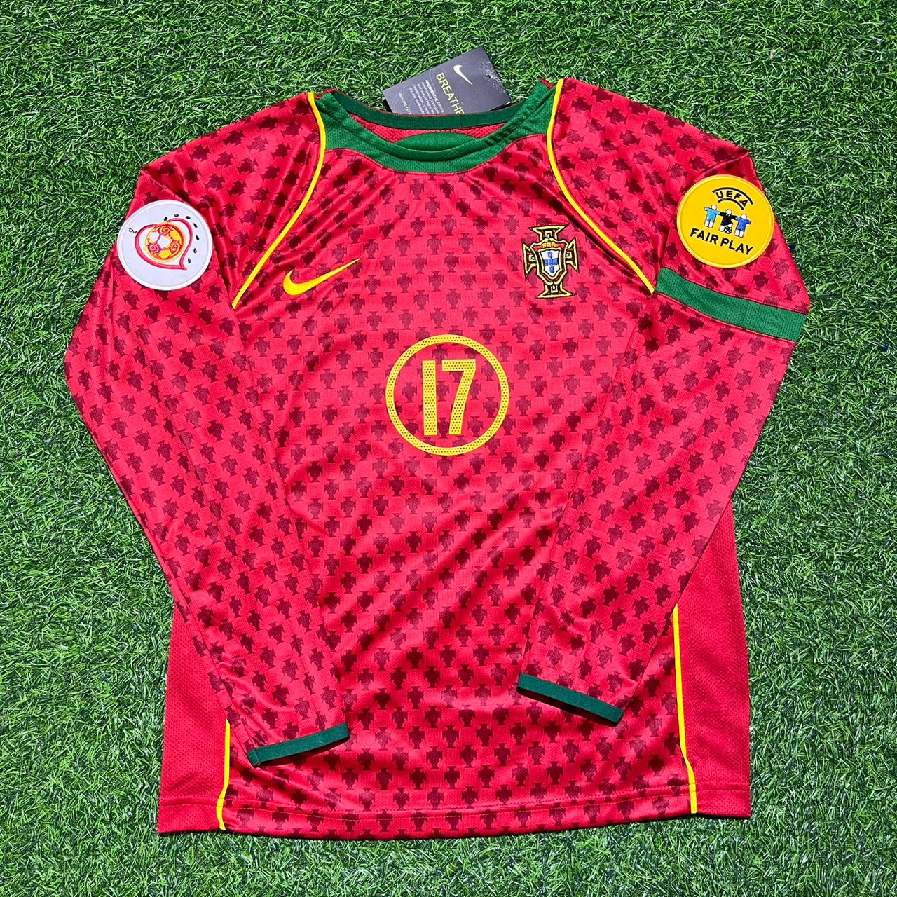 Portugal EURO 2004 Cristiano Ronaldo Long Sleeve Retro Home Red Football Jersey