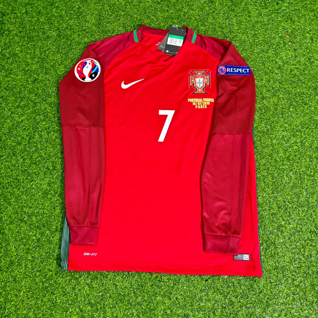 Portugal EURO 2016 Cristiano Ronaldo Final Long Sleeve Retro Football Jersey