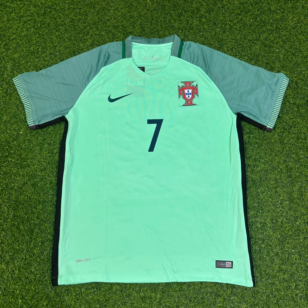 Portugal EURO 2016 Cristiano Ronaldo Green Retro Football Jersey