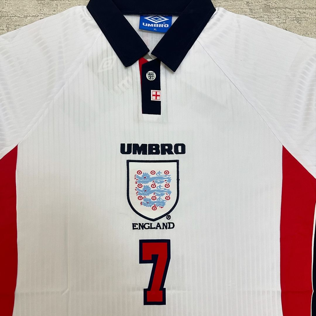 David Beckham England 1998 World Cup Retro Football Jersey Kit