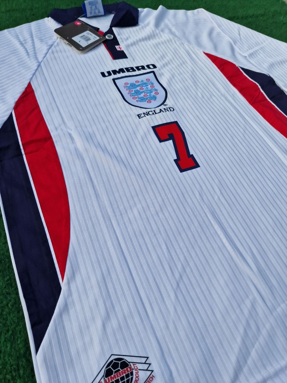 David Beckham England 1998 World Cup Long Sleeves Retro Football Jersey Kit