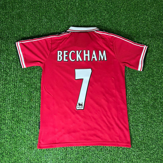 David Beckham Manchester United 1999 Retro Football Jersey Kit