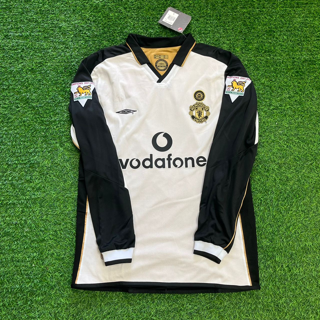 David Beckham Manchester United 2001/2002 Both Side Retro Long Sleeve Football Jersey Kit