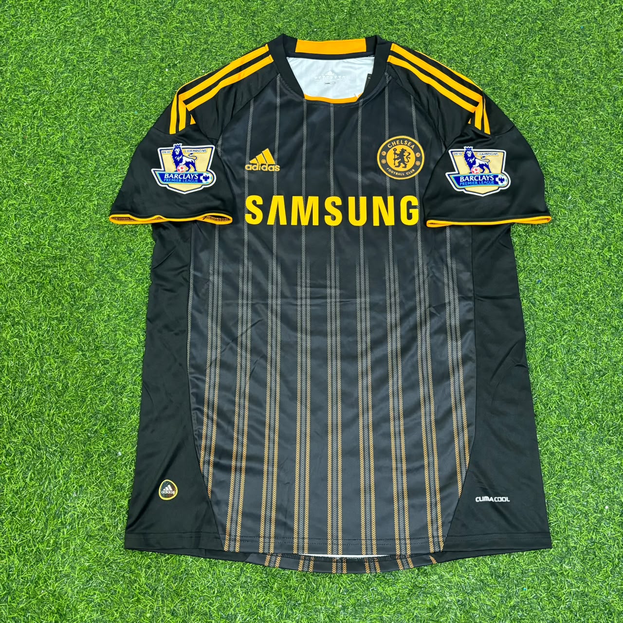 David Luiz #4 Chelsea 2010 2011 Away Retro Black Orange Football Jersey Kit