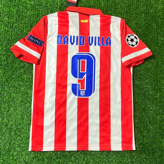 David Villa 9 Atlético Madrid Home 2013/14 Jersey Red and White Retro Kit Trikot Jersey Maillot