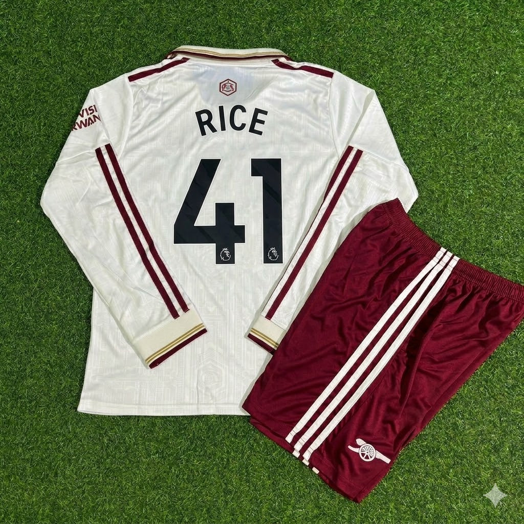 Declan Rice #41 Arsenal Kids Long Sleeve 2026 Football Jersey Kit Soccer