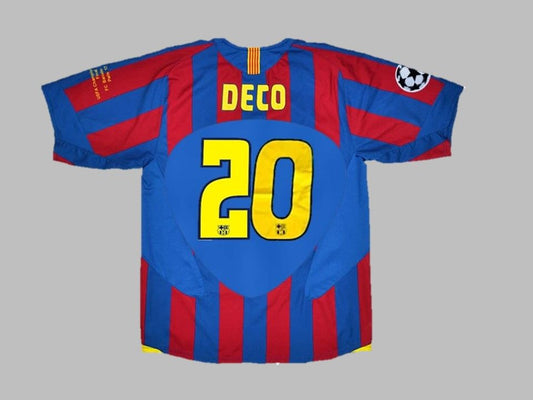 Deco #20 Barcelona 2006 Final Retro Football Jersey Kit