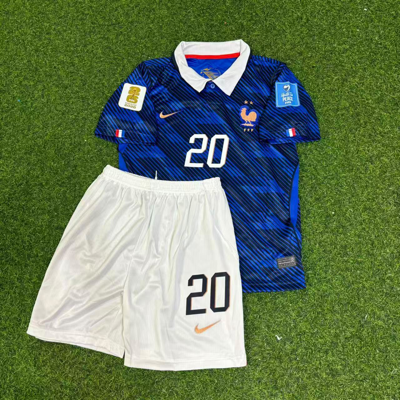 France World Cup 2026 Desire Doue #20 Home Kids Football Jersey