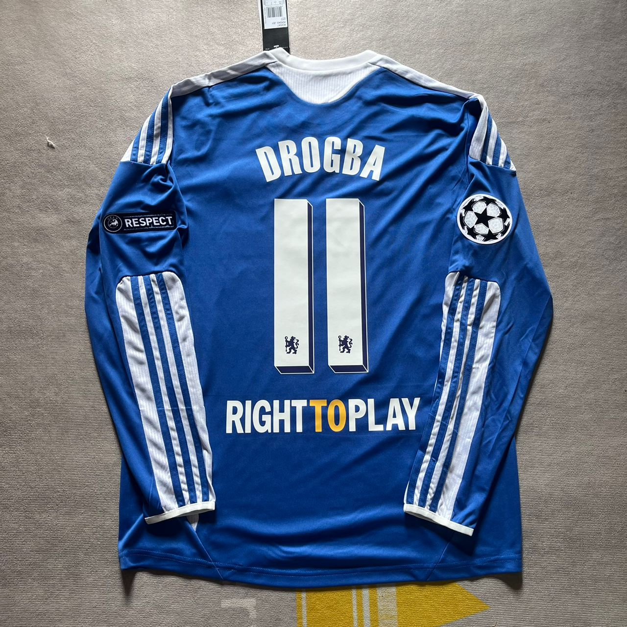 Didier Drogba Chelsea Champhions League 2012 Munich Final Retro Long Sleeve Football Jersey Kit