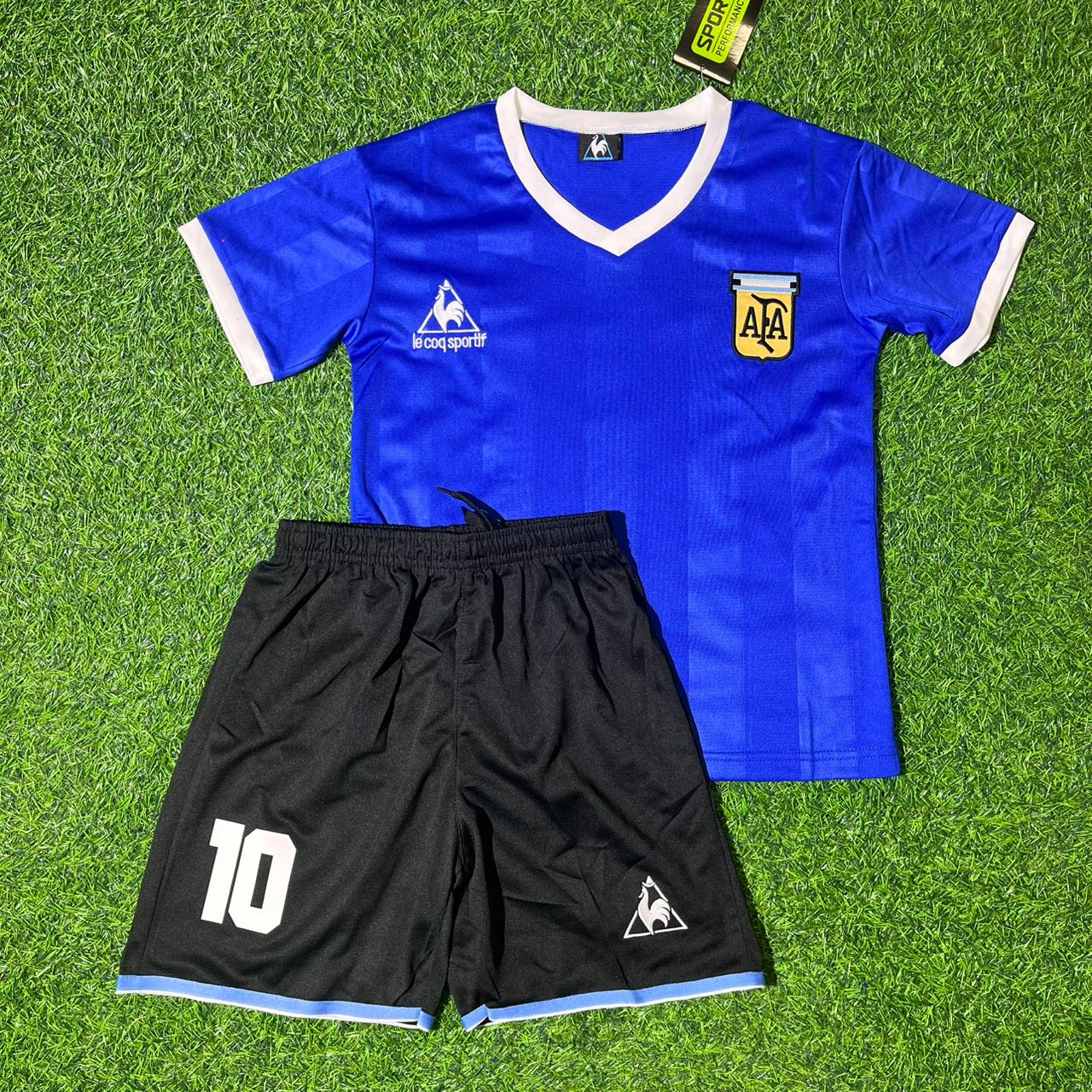 Argentina World Cup 1986 Diego Maradona Final Blue Kids Retro Football Jersey Kit