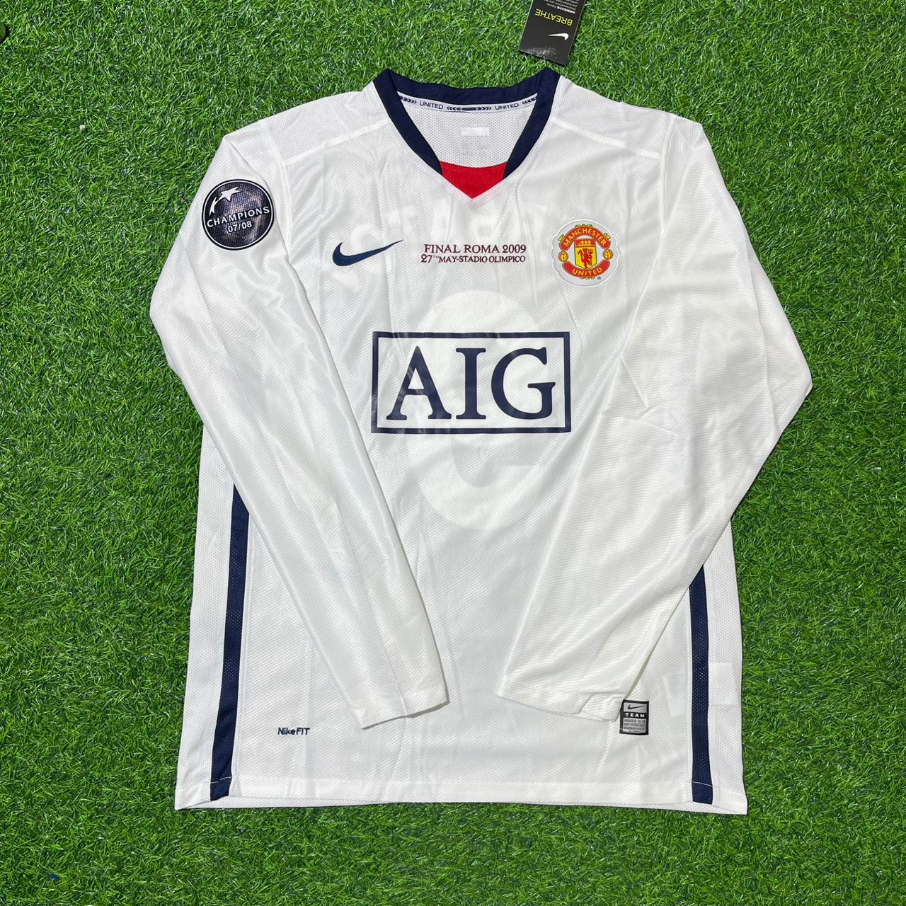 Dimitar Berbatov 9 Manchester United 2009 Champions Leage Final Rome Retro Long Sleeve Football Jersey
