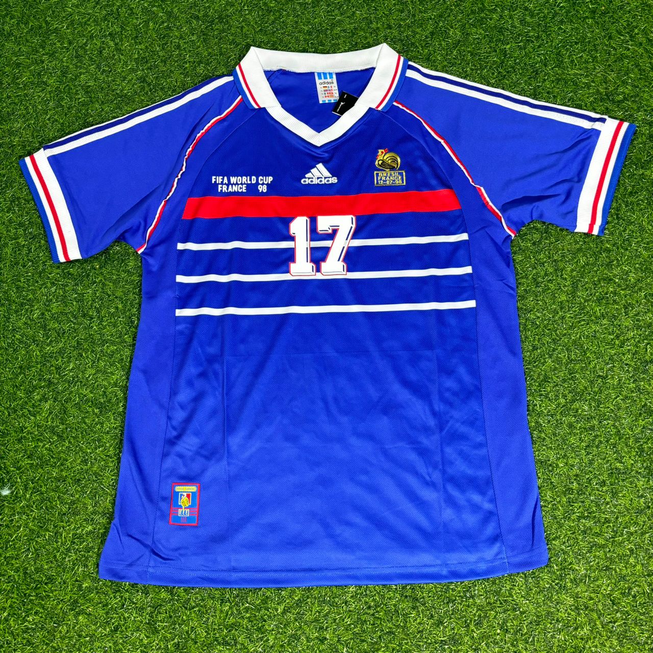 France World Cup 1998 Emmanuel Petit #17 Home Retro Football Jersey