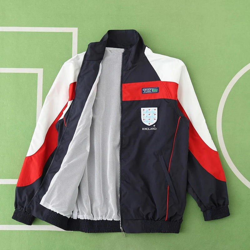 England Black Retro Windbreaker Jacket – | Windbreaker Jacke | Coupe-Vent